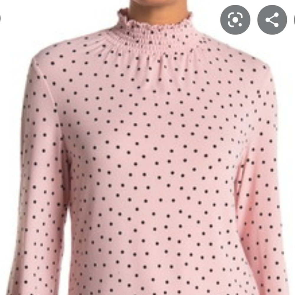 Adrianna Papell L/S Mock Ruffle Blouse NWT